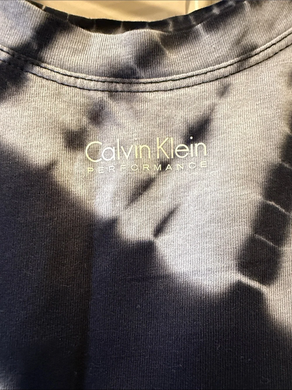 Calvin Klein Black & White Tie-Dye Short Sleeve Top with Crisscross Back - Picture 4 of 5
